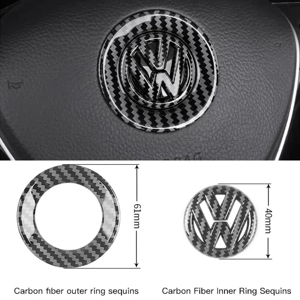 ABS Carbon Fiber Pattern Car Logo Steering Wheel Sticker Badge For VW GTI Passat B6 Golf 4 5 7 Polo Jetta Caddy Beetle Tiguan CC