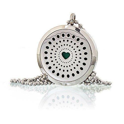 Essential Oil Diffuser Necklace, Heart 30mm 10 Pads