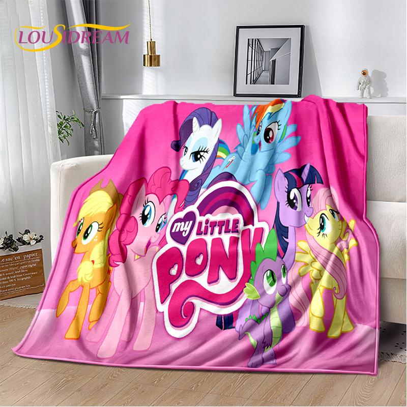 Cute 3D P-Pony Cartoon Unicorn Soft Plush Blanket,Flannel Blanket Throw Blanket for Living Room Bedroom Bed Sofa Picnic Kid Gift