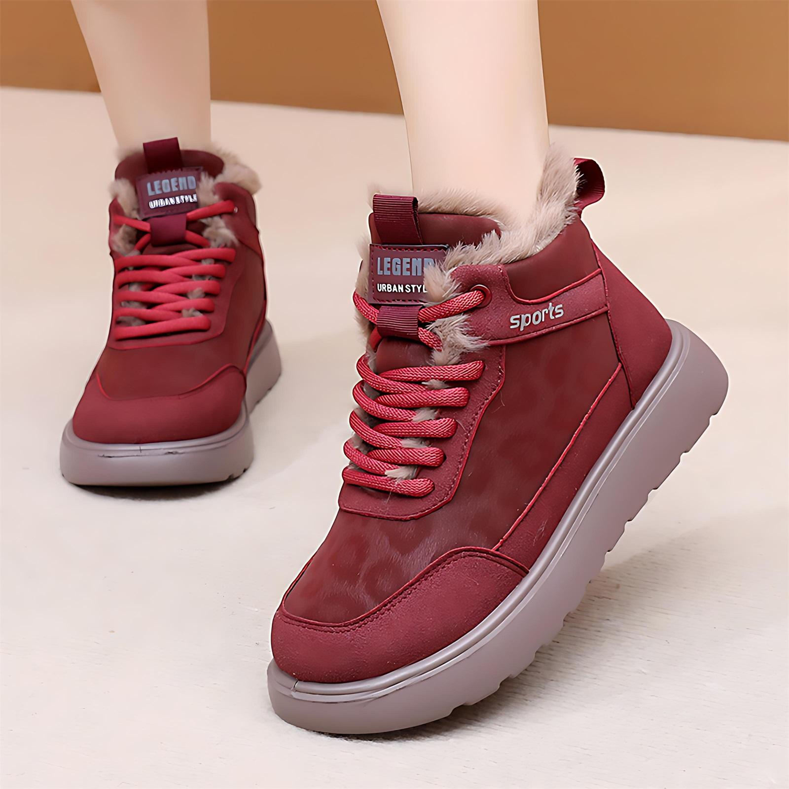 

Women s Fashion Fleece-lined Mid-top Thick-soled Cotton Boots 39 червоний