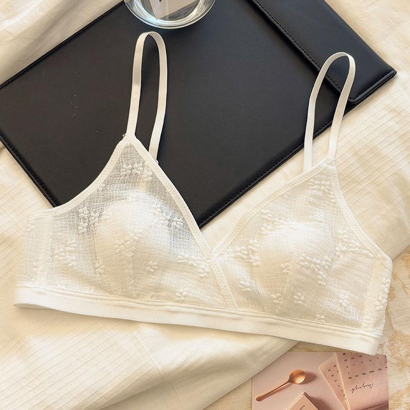 Ultra-thin Women's Wire-Free Triangle Cup Bra Lifting Anti-Drooping Push-Up Sweet Underwear