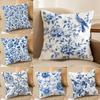 Classical Aesthetics Blue White Porcelain Pillow Case DoubleSided Plush Sofa Cushion Covers Organic Breathable Invisible Zipper