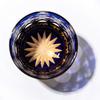 Kobo Edo Kiriko Yotsuba with Yarai Fish Crest Old Glass TB94429AB Wooden Box Made In Japan [Taimuro Official] (Amber Ruri)
