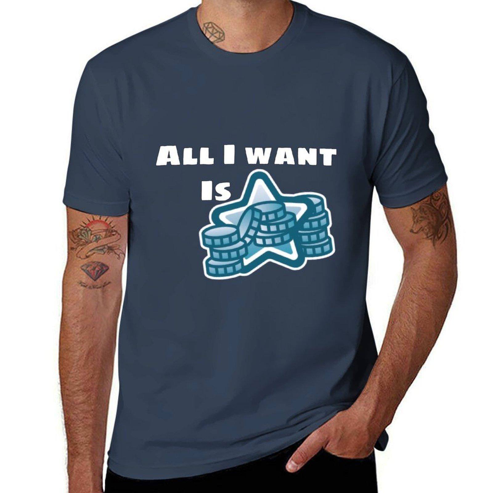 All I Want Is Star Coins Tshirt Comfortable Basic Crew Neck Tee S