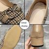 Chidori Plaid Cloth Thick with Square Head Single Shoes Female Metal Buckle Leather Comfortable and Versatile High Heel Women's Shoes Beans Shoes