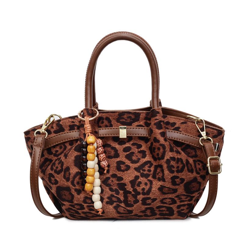 

Осінь 2025 Леопардовий принт Замшева сумка-кросбоді тоут - Нова універсальна мода No pendant - 36 CNY коричневий