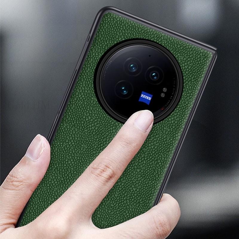 Für Vivo X Fold3 Pro 5G Luxuriöses Leder-Handyhülle für Vivo X Fold 3 Fold2 Holster Stoßfeste Schutz-Flip-Hart-PC-Rückseite