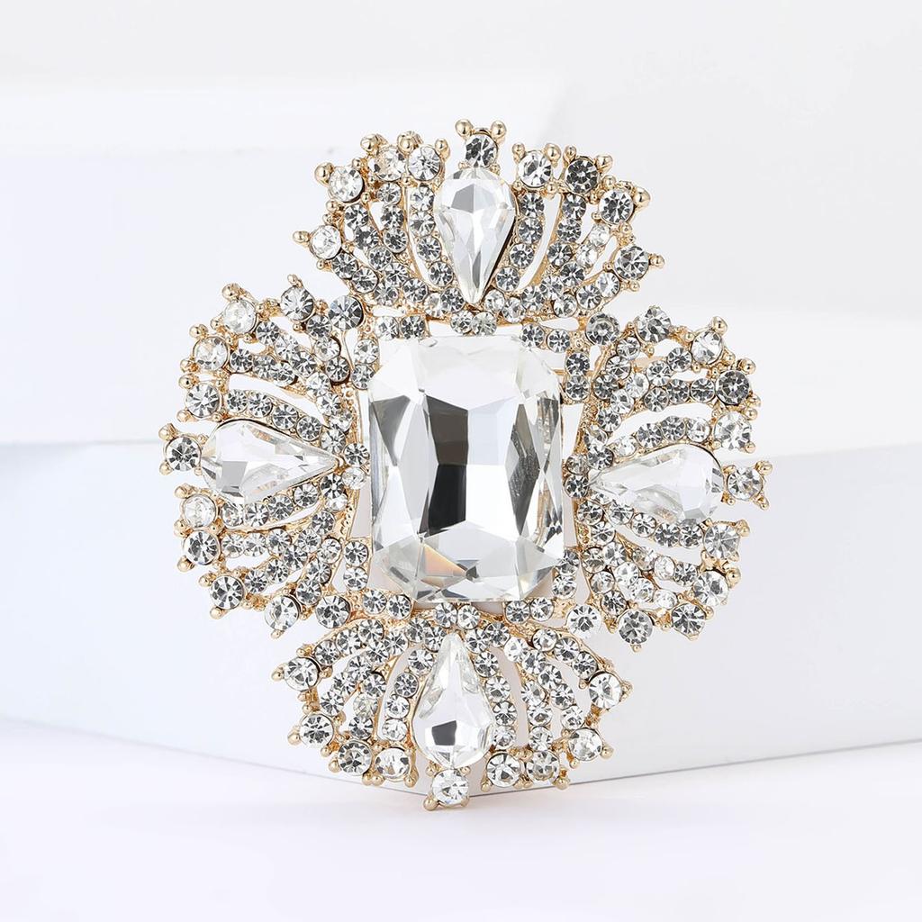Crystal Brooch for Women Unisex Rhinestone Flower Pins Banquet Party Gifts Jewelry Accessories