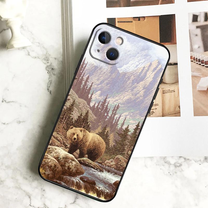 Cartoon Grizzly Bear Phone Case For iPhone 17 16 14 13 12 11 15 Pro Max Plus 12 13 Mini 16e 17 Air Cover Coque