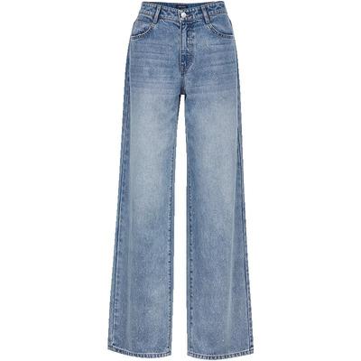 Women's Loose Fit Draped Rhinestone Jeans