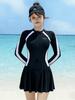 Plus Size Women’s One-Piece Skirt Swimsuit: Japanese Style, Slimming, Flaw-Concealing Hot Spring Swimwear