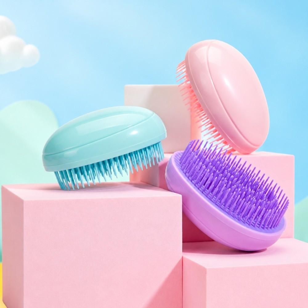Mini Detangling Hair Brush Oval Scalp Massage Comb Portable Egg Round Hairbrush  Travel