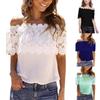 Offshoulder Short Womens Sleeve Lace Hollow Baggy Casual Tshirt Blouse Tops
