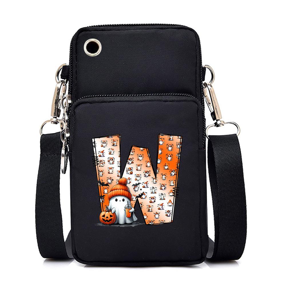 Halloween letter printing trend mobile phone bag vertical square black messenger bag change bag
