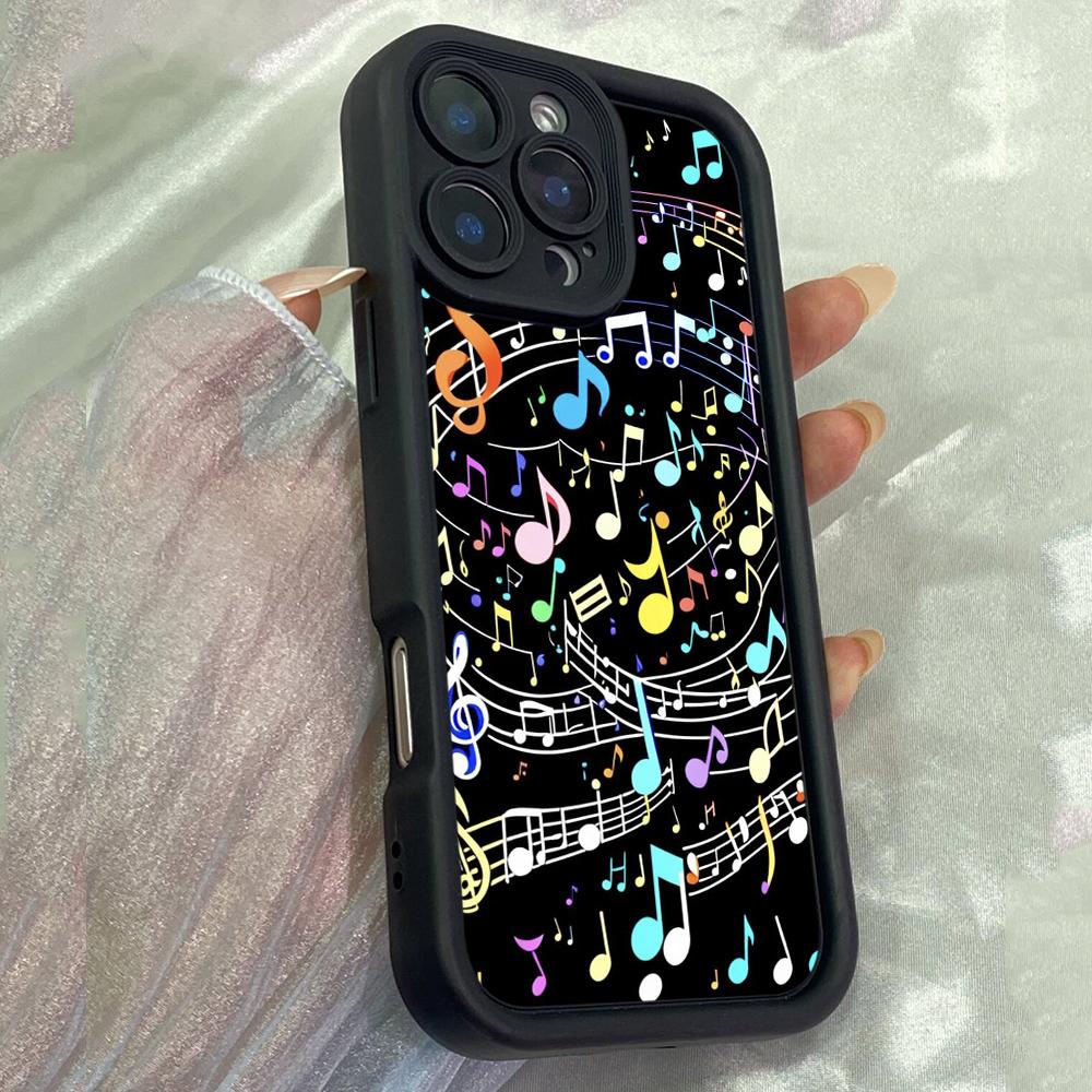 JT184 Colorful musical notes Art for iPhone 17 16 15 14 Pro Max Samsung S26 S25 Ultra A17 A16 A07 A56 A25Xiaomi 15T Redmi 15c 14C Soft TPU Case