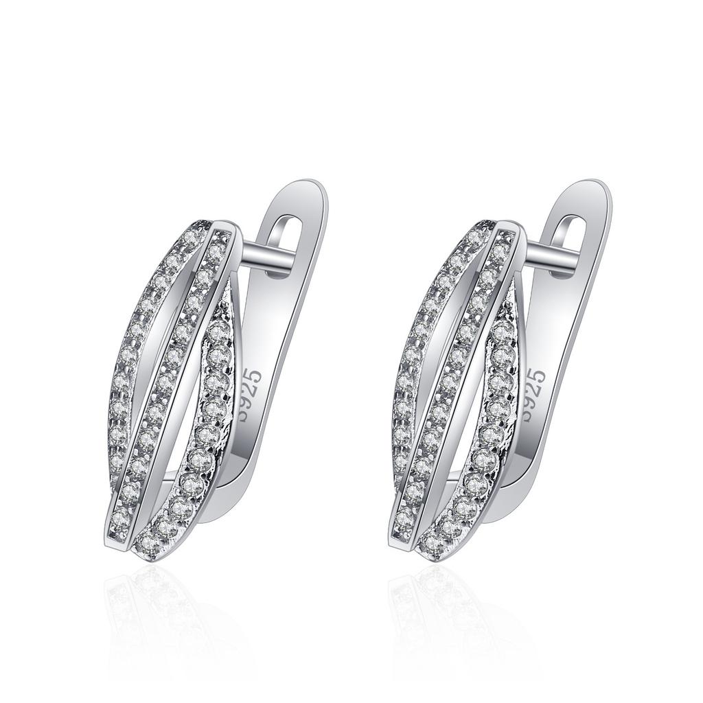 925 Sterling Silver Earrings for Women Round Zircon Earrings Sparkling Party Wedding Jewelry Gift Accessories