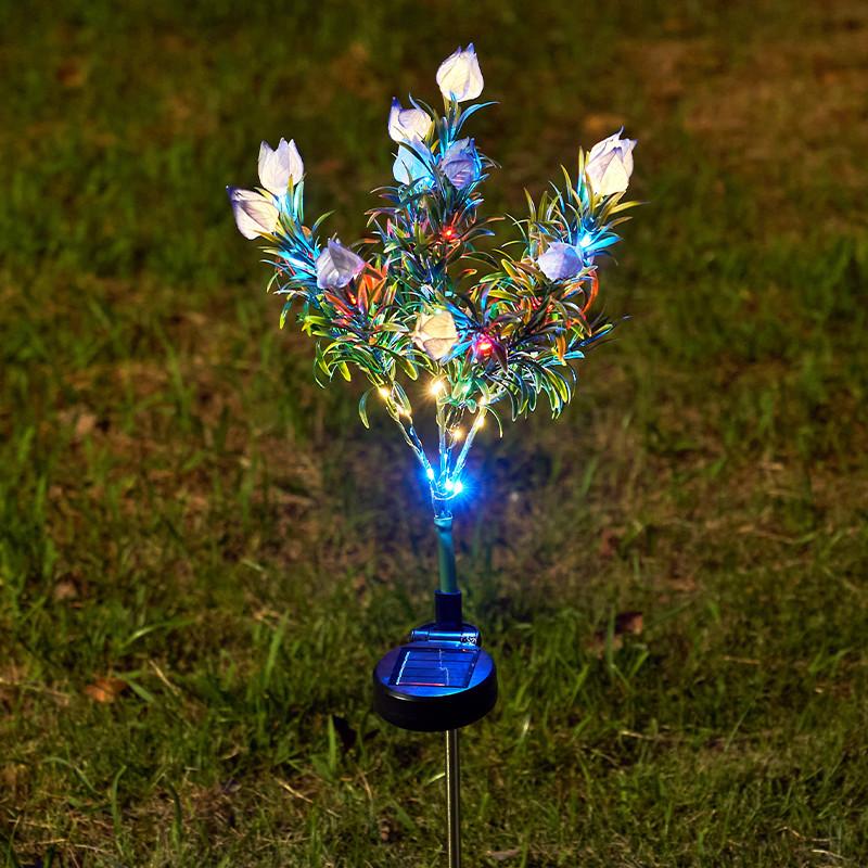 Solar Powered Gardenia Fairy Lights Outdoor Waterproof LED Simulation Flower String Lights for Patio Lawn Decoration Ambiance