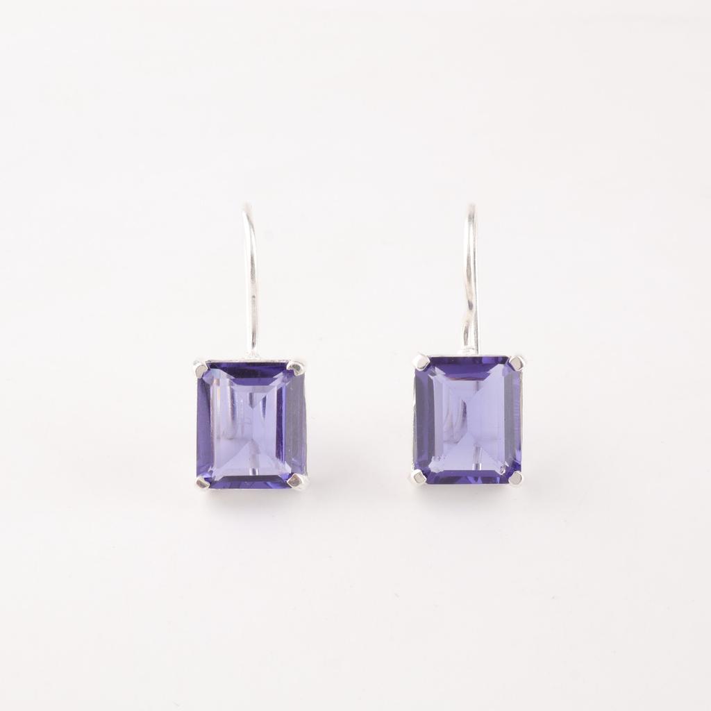 Natural Iolite Gemstone 925 Sterling Silver Jewelry Handmade Earrings 1.06" Gift EE-167-6