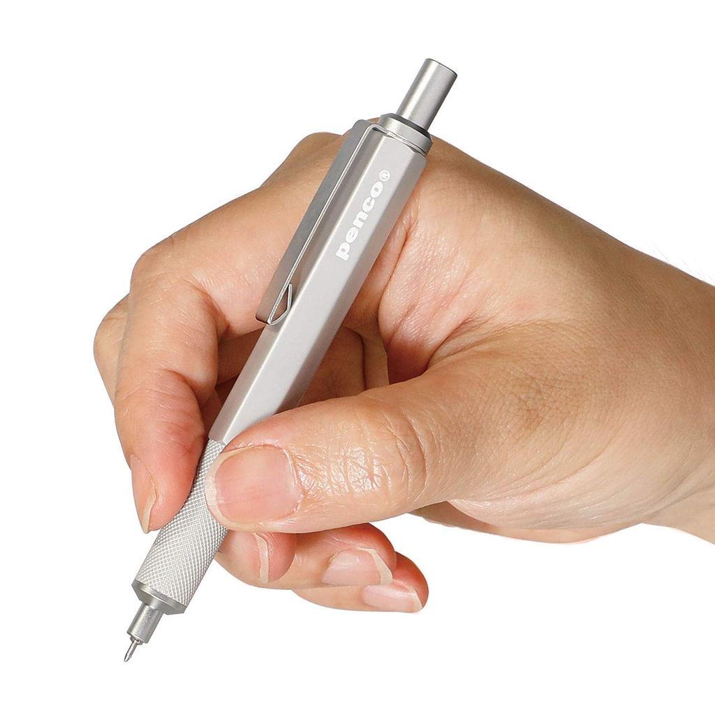 penco Drafting Ballpoint Pen 0.5 mm Short Aluminum Barrel, Silver (FT181)