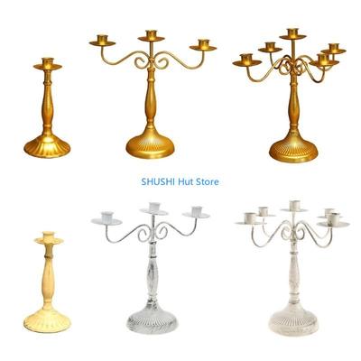 European Retro Metal Holder 1/3/5 Arms Candlestick Ornament D57B