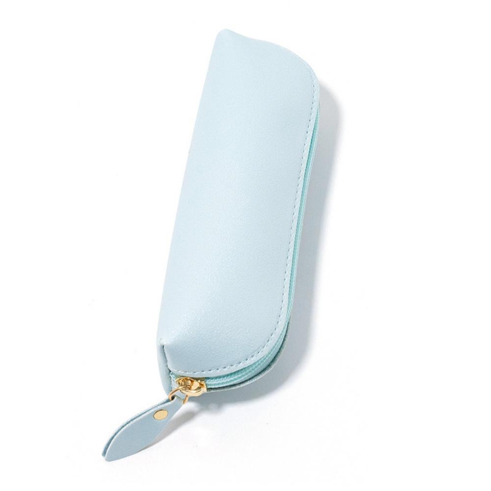 Mini Pencil Case Bag Fashion Makeup Bag Eyebrow Brush Storage Bag Premium Faux Leather Zipper Pencil Bags Simple Stationery Box