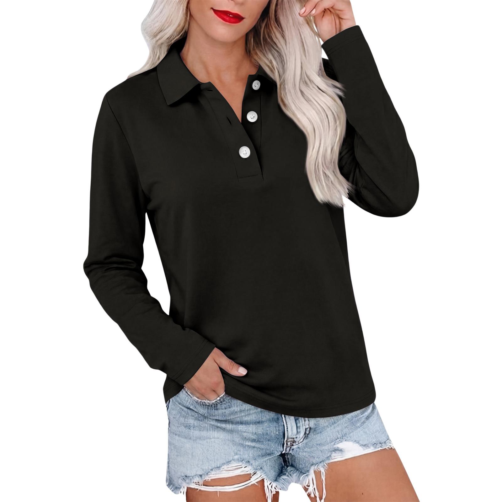 Women s Casual Long Sleeve Button Down Color Lapel Blouse L