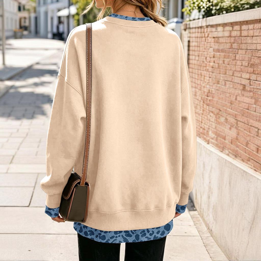 Dames Casual Bedrukt Sweatshirt met Lange Mouwen en Design, Losvallende Pullover Top