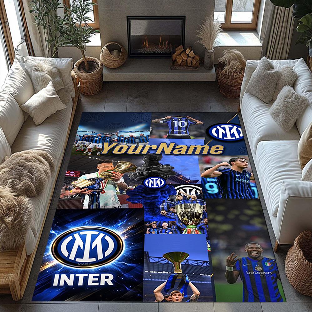 Inter Milan Customized Name Area Rug Design for Entryway Hallway Bedrooms Study room Anti-slip Rug Office home decor Perfect Gift for Women/Men