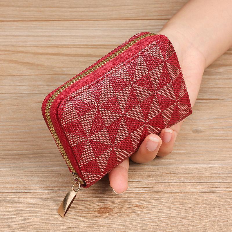 Women RFID Blocking Credit Card Holder Wallet PU Leather Accordion Card Case Zipper Small Coin Purse Mini Card Organizer Wallet