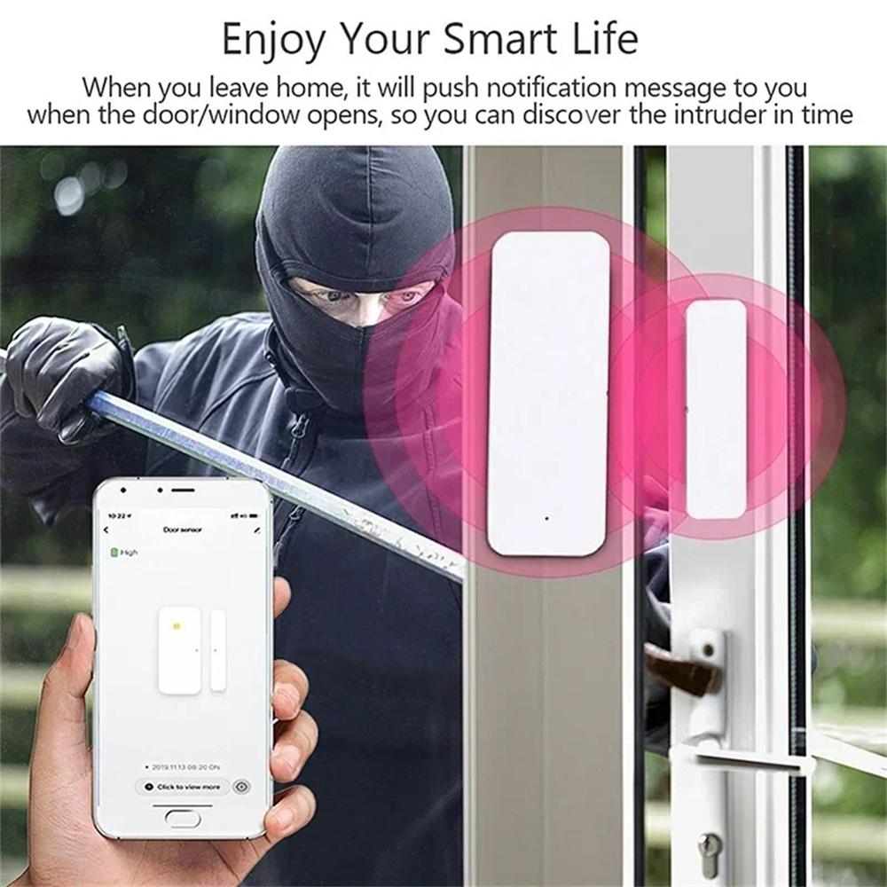 Tuya Smart Open Closed Door Window Sensor Wireless Magnetic Detector Real Time APP Remote Monitor Security Alarm Home Security