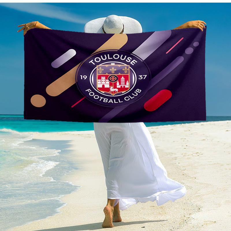 1PC Toul-ouse Crest Design Beach Towel - Soft, Absorbent Microfiber, Lightweight, Ideal for The Beach, Parties, Travel, Camping Fan Gifts
