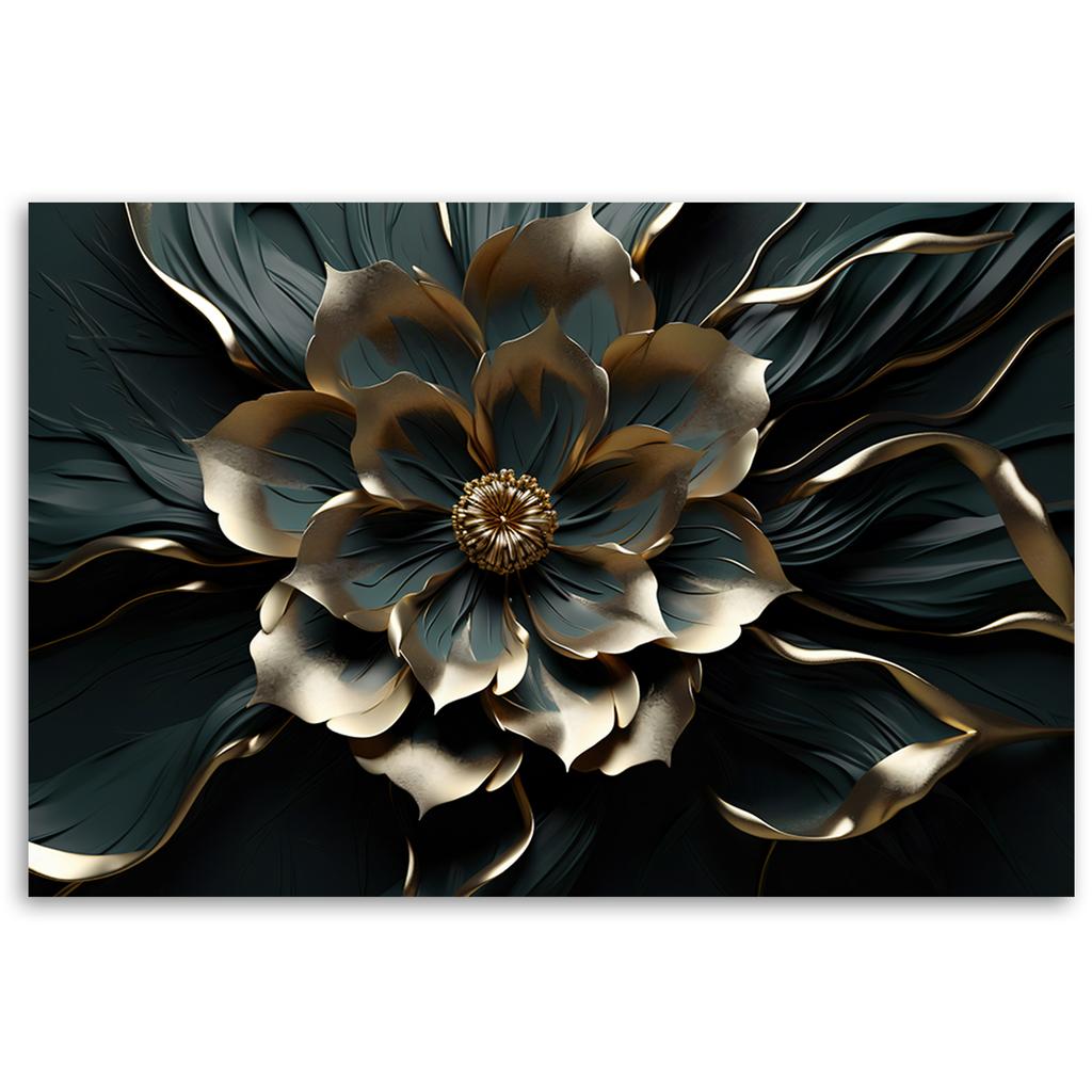 Canvas Print, 3D Golden Glamour Flower