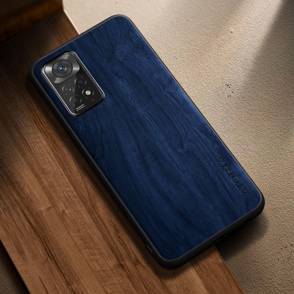 For Xiaomi Redmi Note 11 10 Pro Plus Max 11S 10S Case Capa Funda Simple Stylish Wooden Pattern Pu Leather Phone Cover Coque
