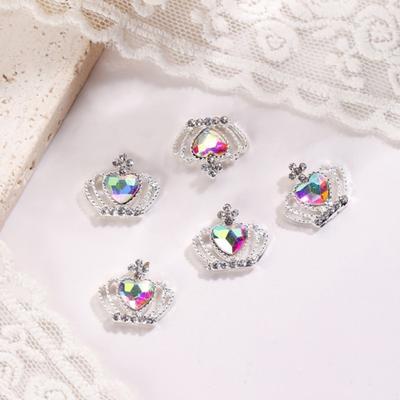 Heart Nail Rhinestone Multicolor Alloy Crown Nail Charms Jewelry Accessories Phone Case Ornaments DIY