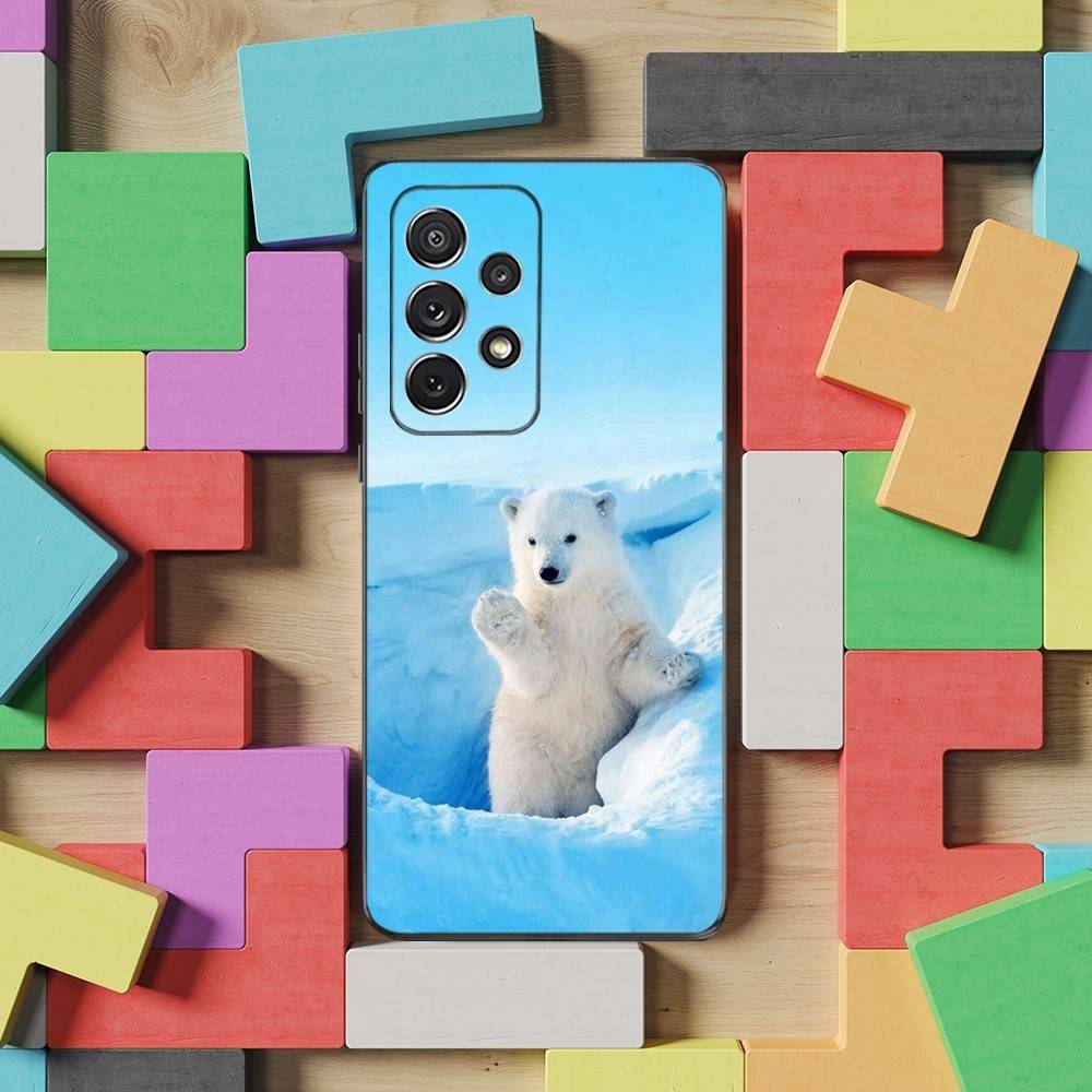 Cool Animal Polar Bear For Samsung S9,S10,S20,S10,S21,S25,S24,S23,Ultra,FE,Plus,Lite,Soft Silicone Black Case