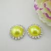 5pcs Round Clear Rhinestone 16 Colors Pearl Metal Shank Buttons (21mm)