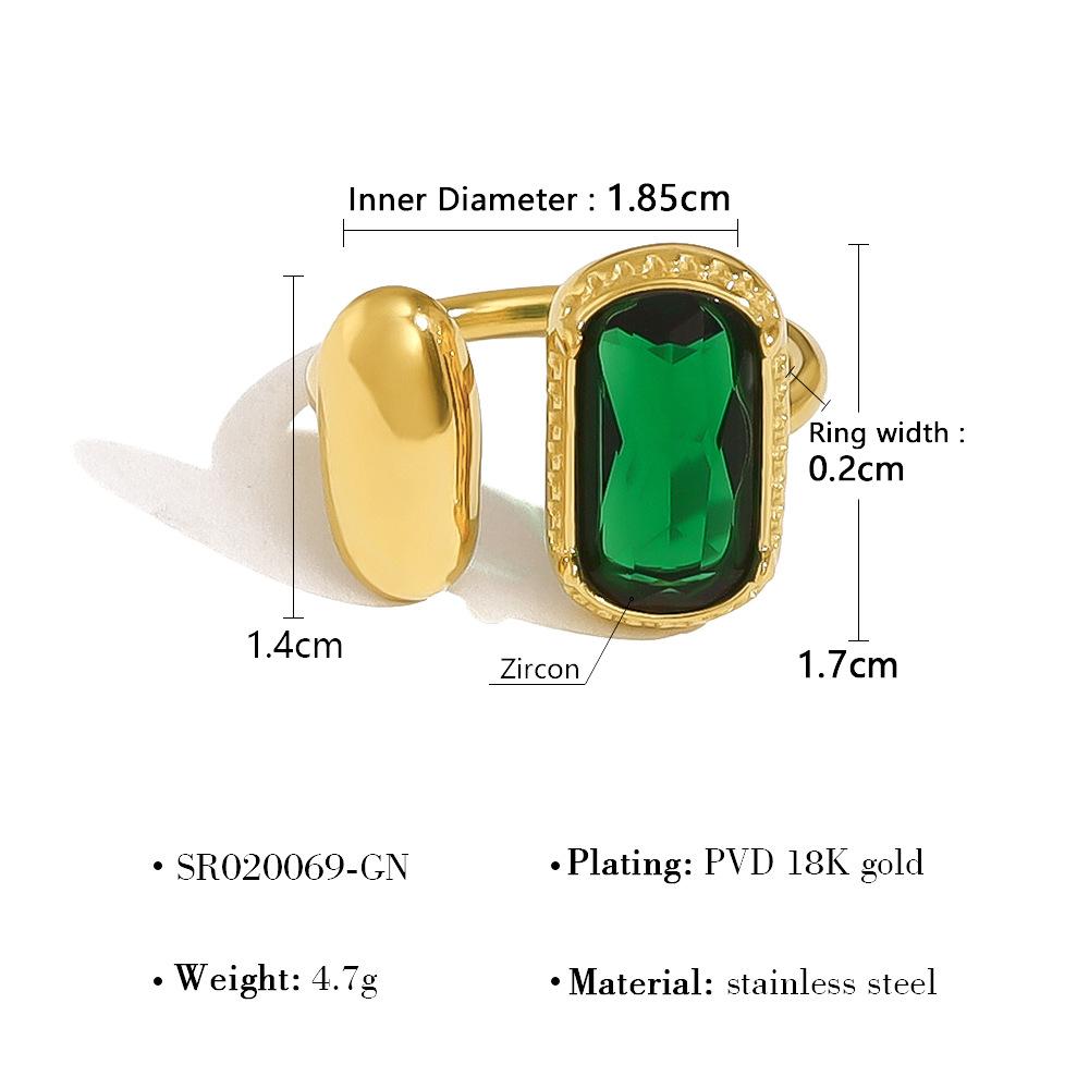 Square Inlaid Zircon Open Ring Women's Fashion Light Luxury High-end Jewelry Gift
