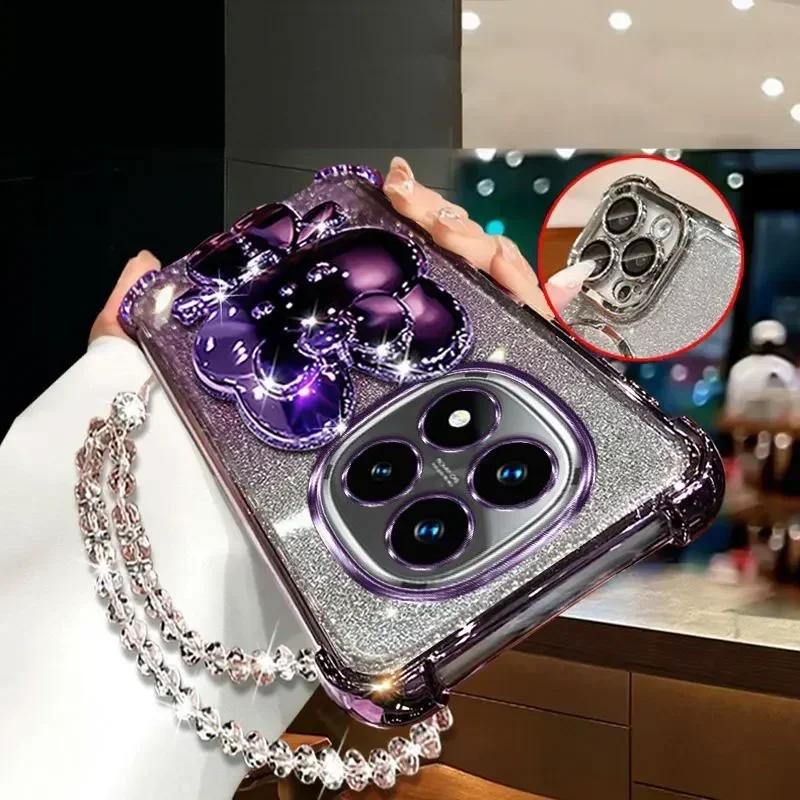 Fashion Bracelets Four Corner Anti Fall Shell for Redmi Note 14 S 13 Pro Plus + 13C 14C A5 A3 Makeup Mirror Holder Phone Case