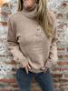 Autumn New Style Stand Collar Knit Sweater Women's Casual Loose Pullover with Buttons