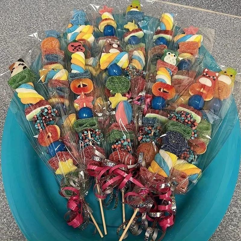 100/50Pcs Christmas Transparent Candied Haws Packaging Bags OPP Plastic Candy Bags Wedding Baby Shower Birthday Party Supply