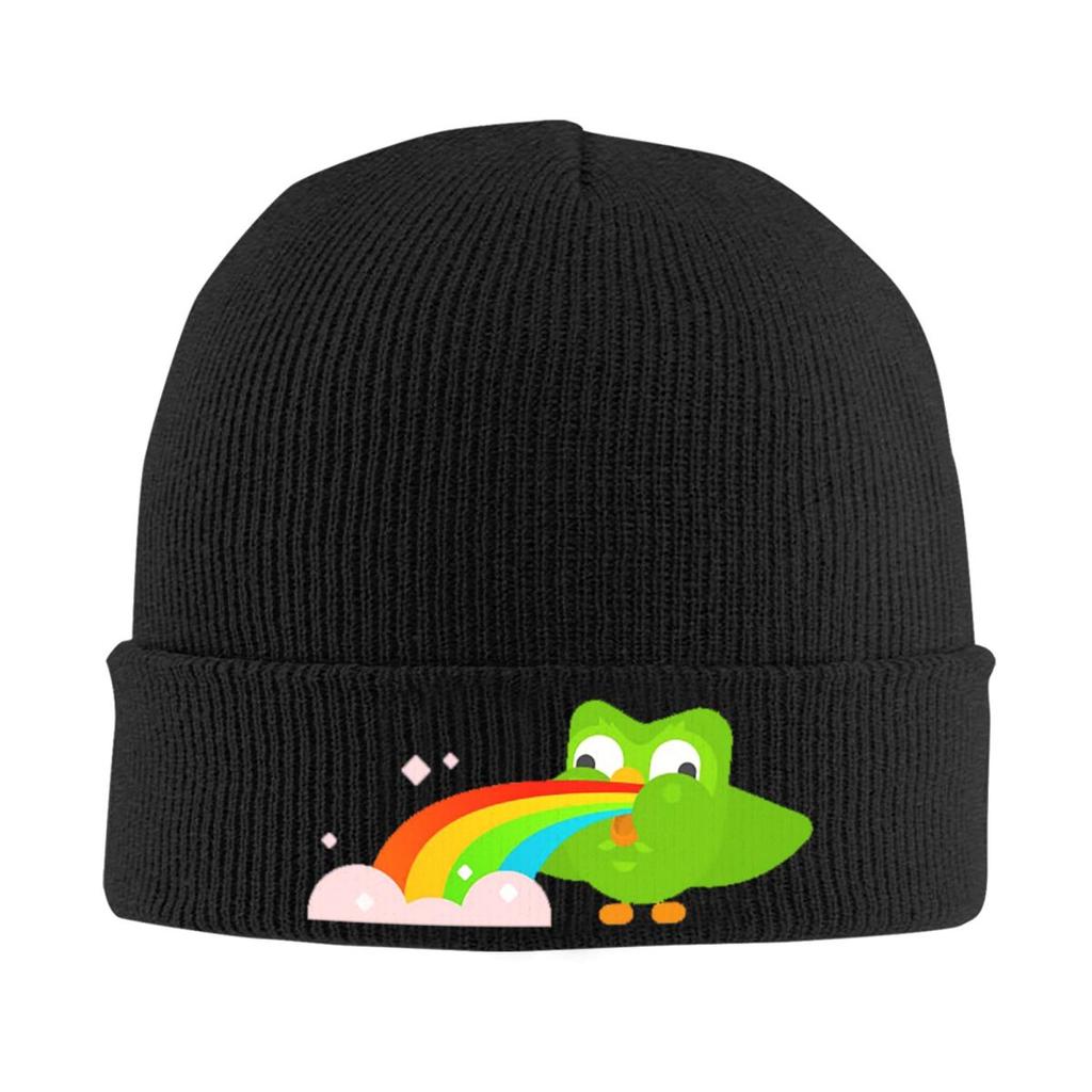Duolingo Owl Duo Warm Knitted Cap Winter Knit Bonnet Hat Skullies Beanies Hip Hop Caps for Unisex
