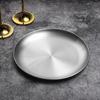 Salad Plate Stainless Steel Dinner Plates Round Thickened Metal Home Kitchen BBQ Serving Tablewear Barbecue