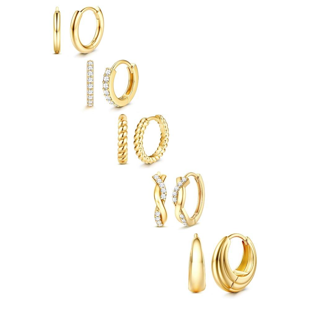 Bobisty 14K Gold Plated Hoop Earrings for Women Hypoallergenic Earring Non Tarnish Trendy Earrings Sets for Multiple Piercing