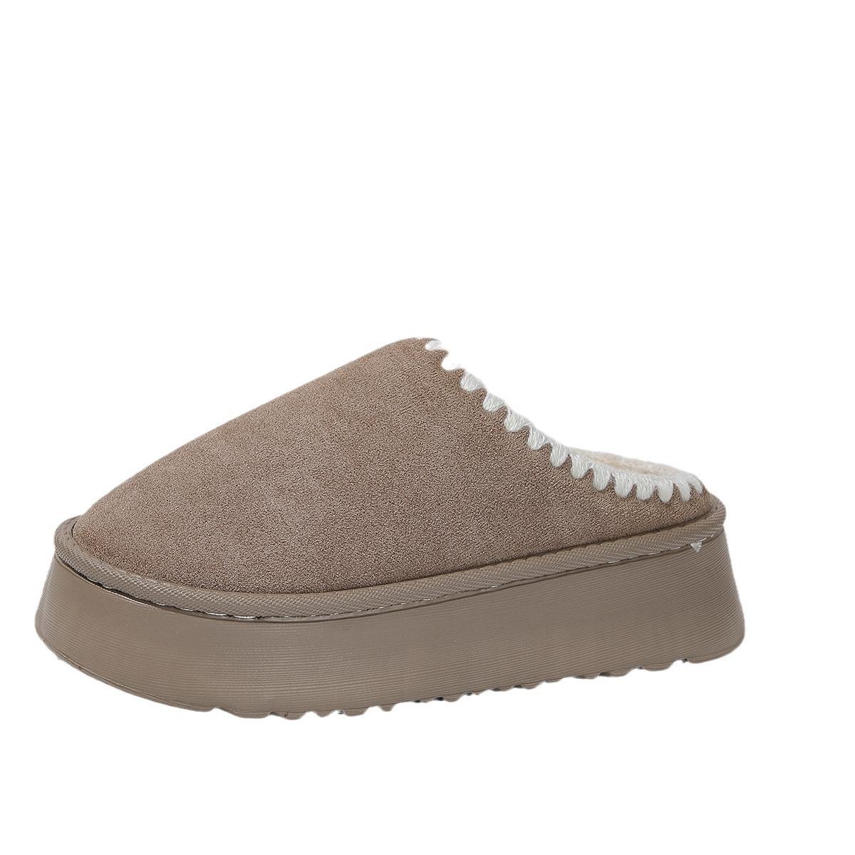 Зимние теплые тапочки с закрытым носком на флисовой подкладке на толстой платформе и каблуке увеличивающем высоту женские зимние ботинки больших размеров 36 серый 2625₽