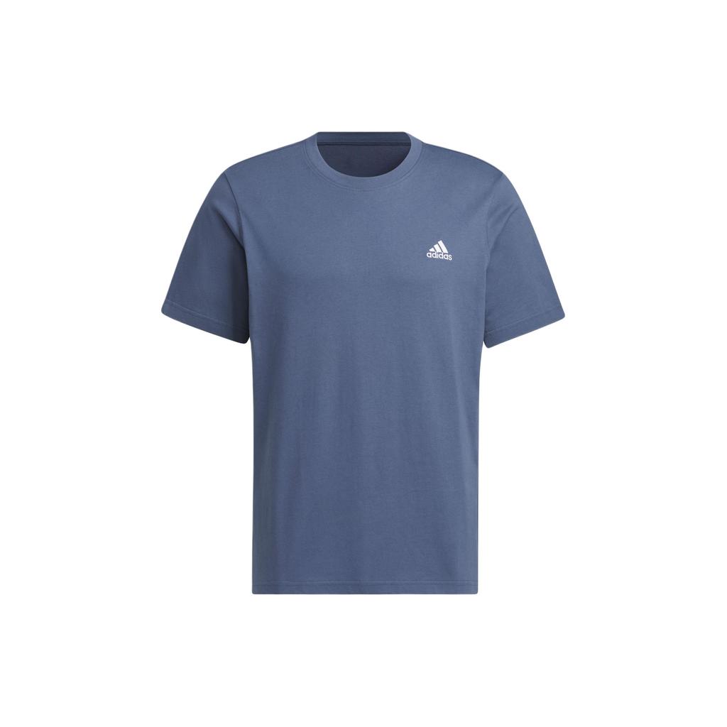 Adidas Mh Small Logo T Sport Solid Color Round Neck Short Sleeve T-Shirt Unisex Tops Legendary-Ink-Blue JI9065