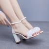 Fashion Flower Band Bridesmaide Shoes Woman Wedding High Heels Sandals Ankle Strap Wedges Cover Heeled Tacones Ladies Office Dress Pumps