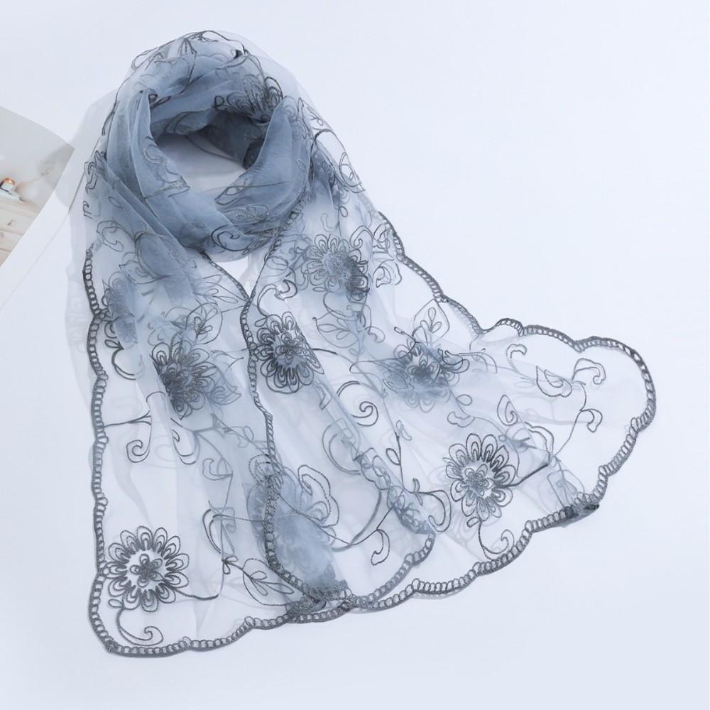 Flower Pattern Retro Scarf Elegant Embroidered Flower Scarf New Lace Scarf  Casual Wear