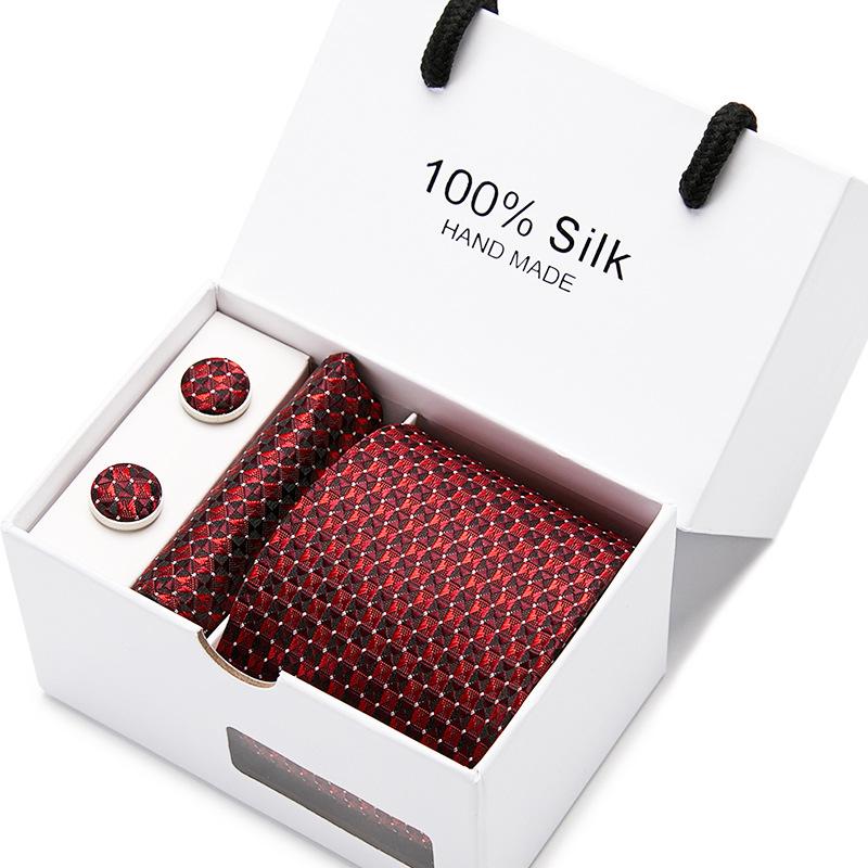 Men'S Tie Gift Box 5-Piece Set Tie Pocket Towel Scarf Cuff