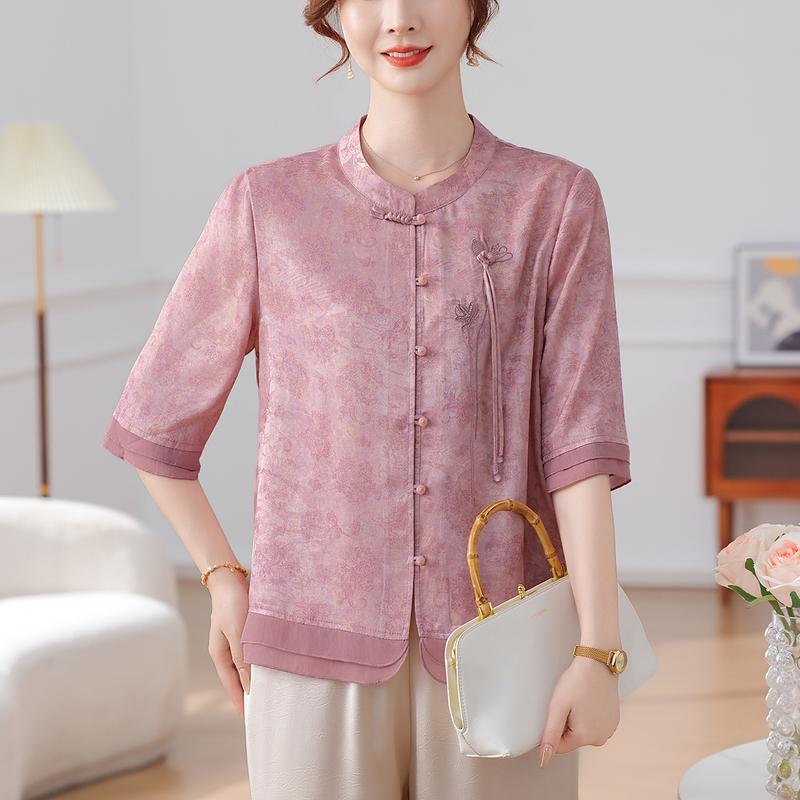 Datang Lady New Chinese Style Printed Summer Blouse 5XL