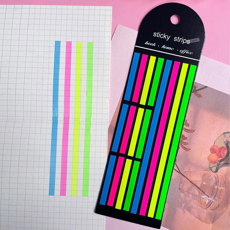 Fluorescent PET Waterproof Sticky Notes, Extra-Thin Long Tabs, 300 Pieces, Convenient Key Point Markers.